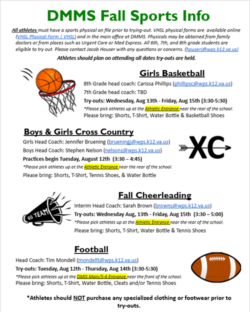 DM Fall Sports Info